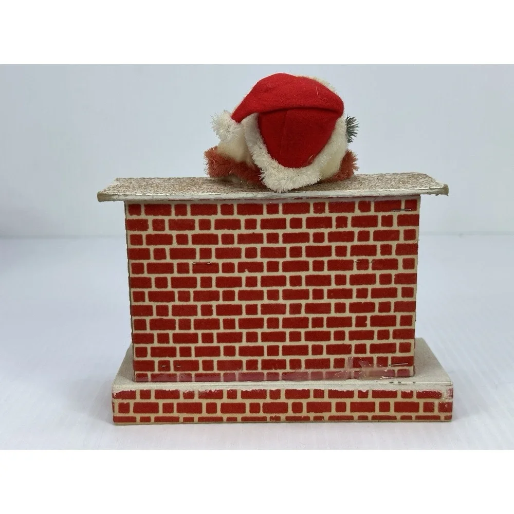 Vintage Christmas Tree Santa Claus & Fireplace Decoration Made In Japan
